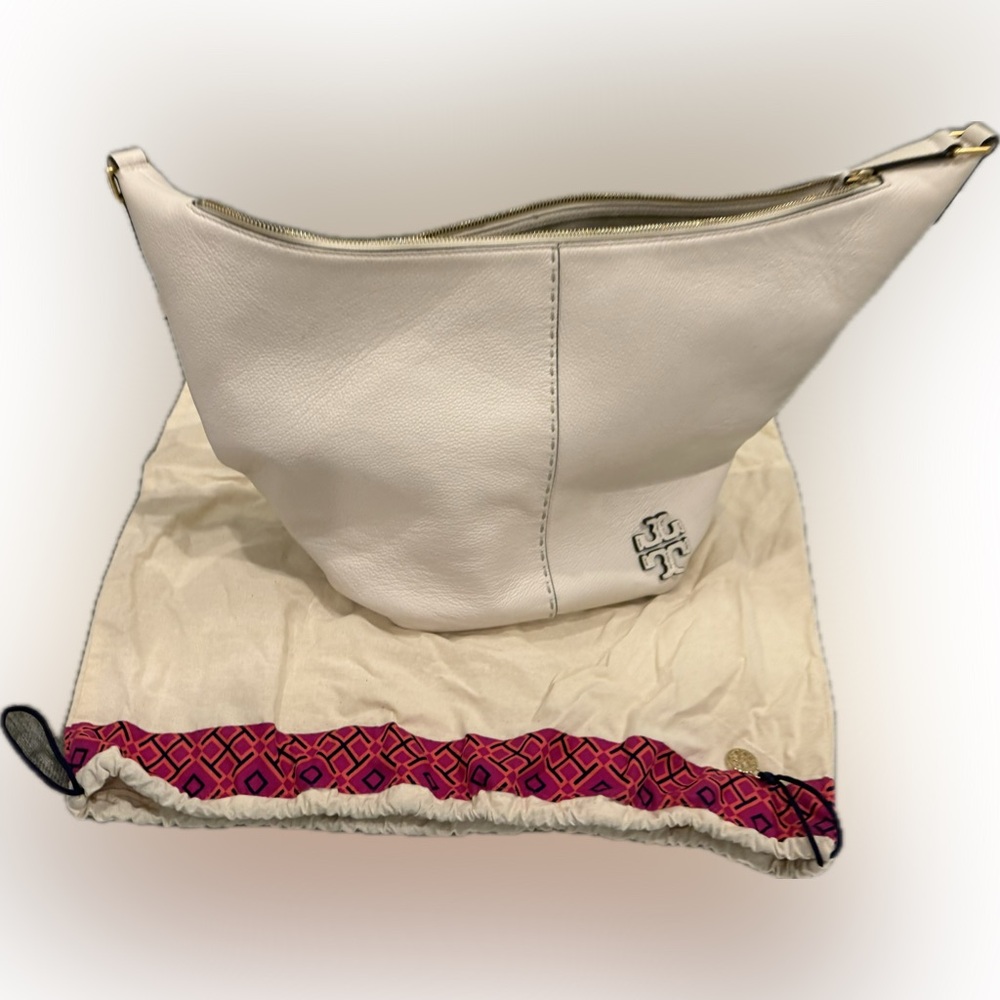 Tory Burch Cream Leather Hobo Bag